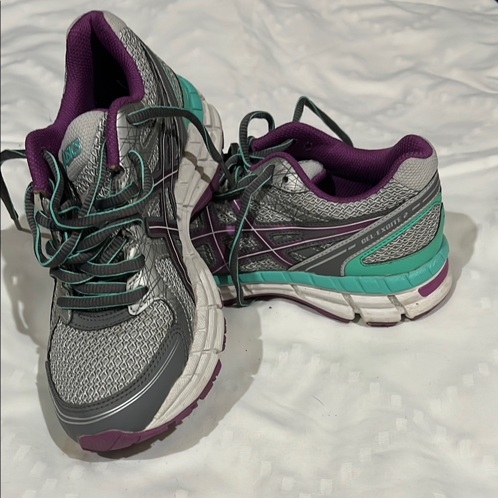 Asics Women's Gray and Teal Athletic Shoes